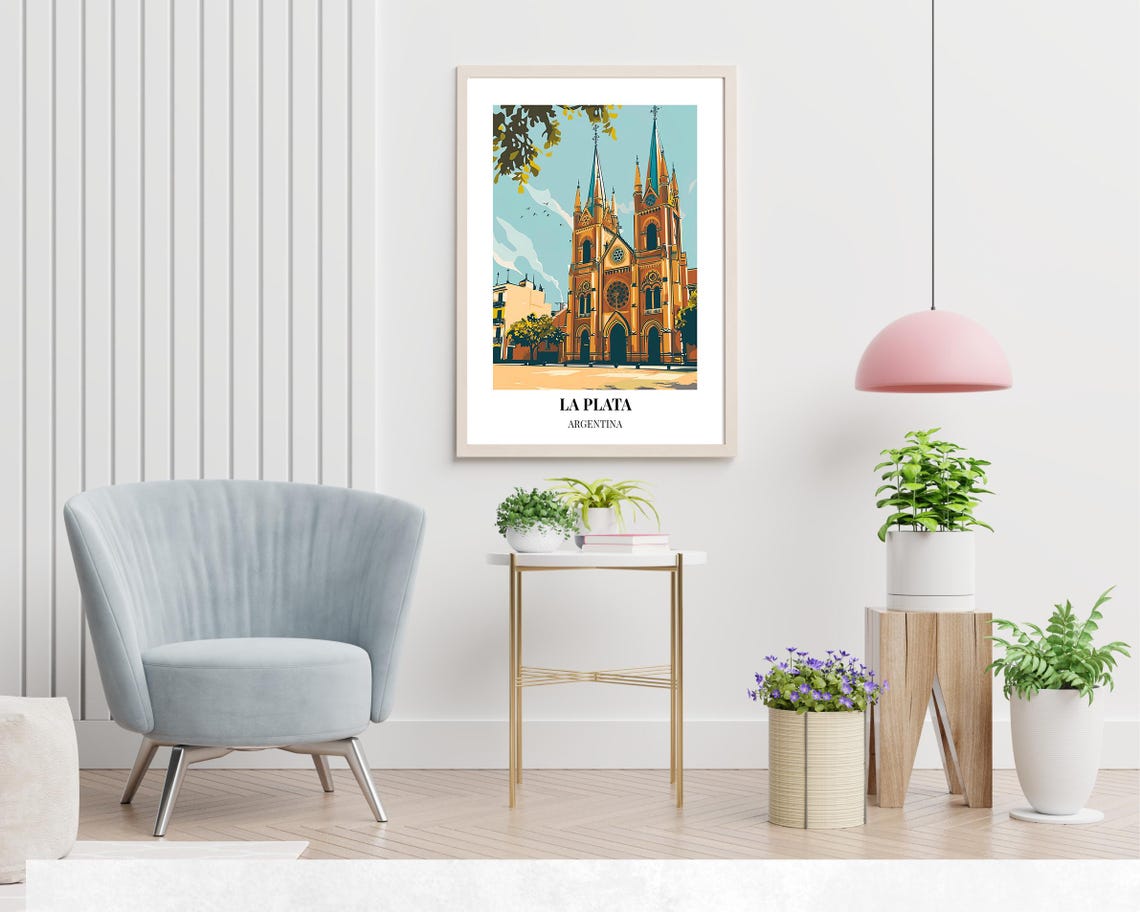 La Plata Argentina Historic Cathedral Sunlit Plaza Daytime Poster - Image 2
