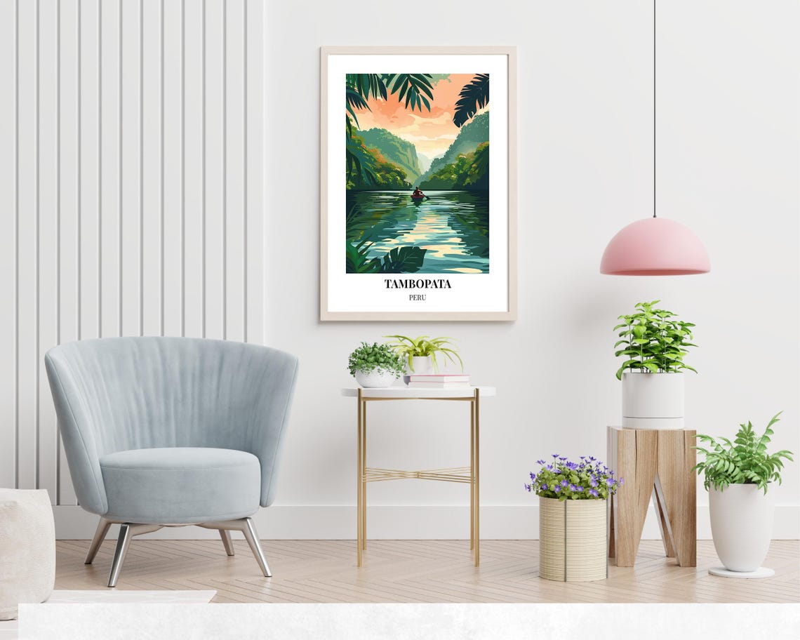 Tambopata Peru Rainforest River Still Kayak Paddler Scenic Poster - Image 2