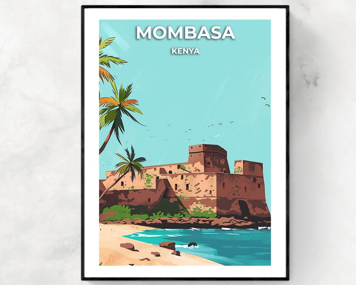 Fort Jesus Travel Print Wall Art Mombasa Kenya City Print Fort Jesus Travel Gift Fort Jesus Poster Travel Gift