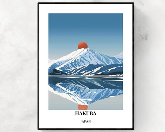 Hakuba Travel Print Japan Ski Resort Poster Ski Art Hakuba Ski Wall Art Alpine Decor