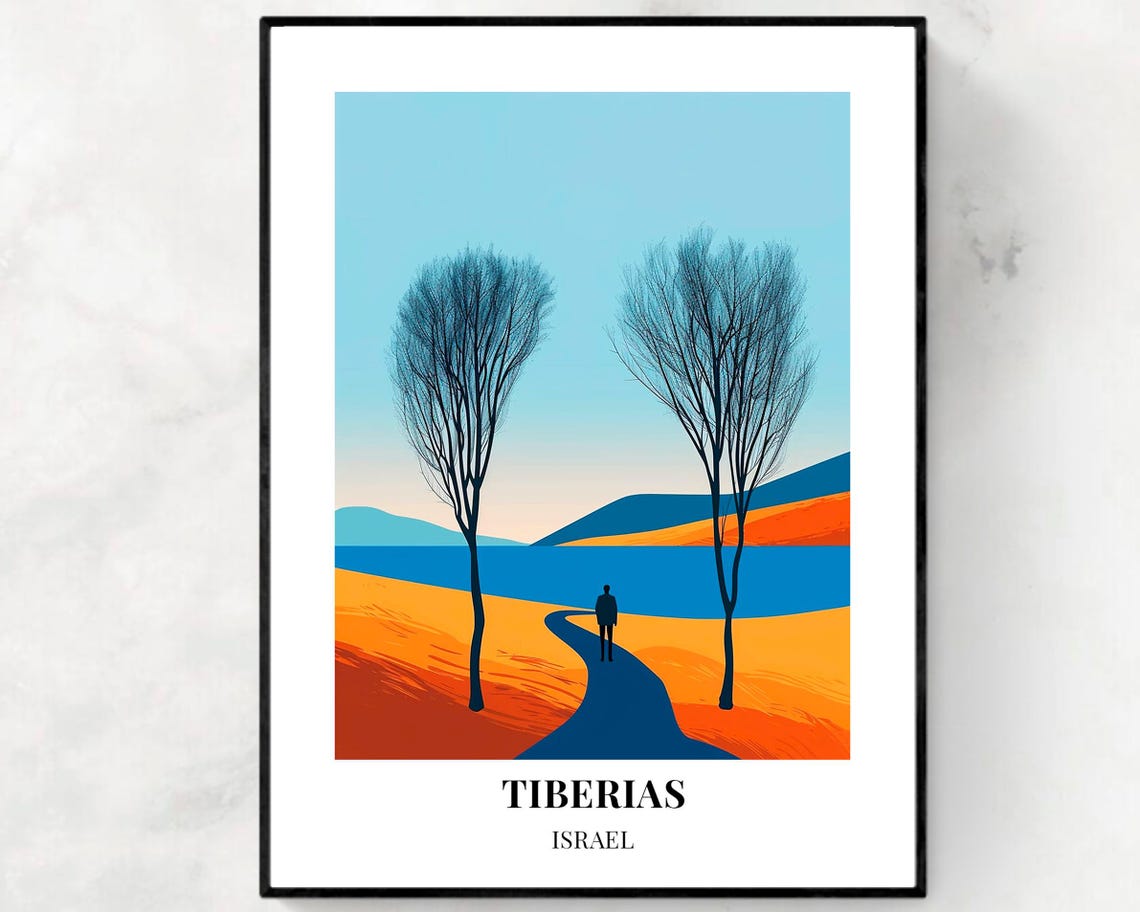 Sea Of Galilee Travel Print Wall Art Tiberias Israel City Print Sea Of Galilee Travel Gift Sea Of Galilee Poster