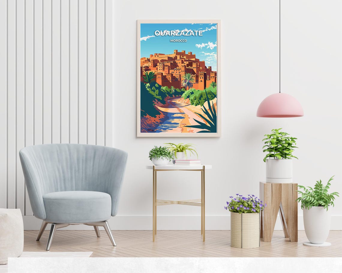 Ouarzazate Morocco Kasbah River Palms Golden Light Travel Poster - Image 2
