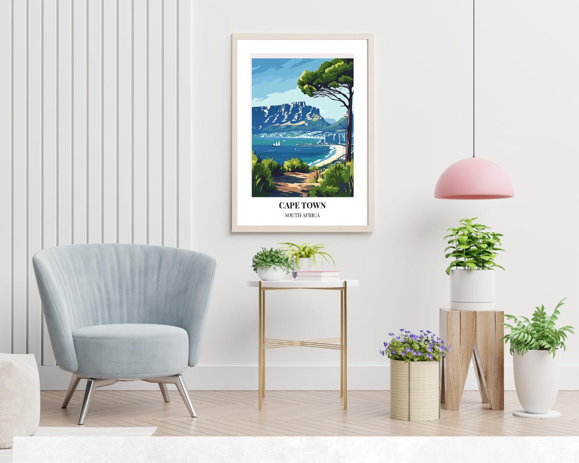 Cape Town South Africa Table Mountain Bay Daylight View Art Poster - Image 2