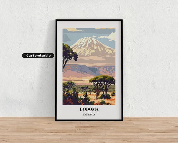Dodoma Tanzania Travel Poster Custom Wall Art