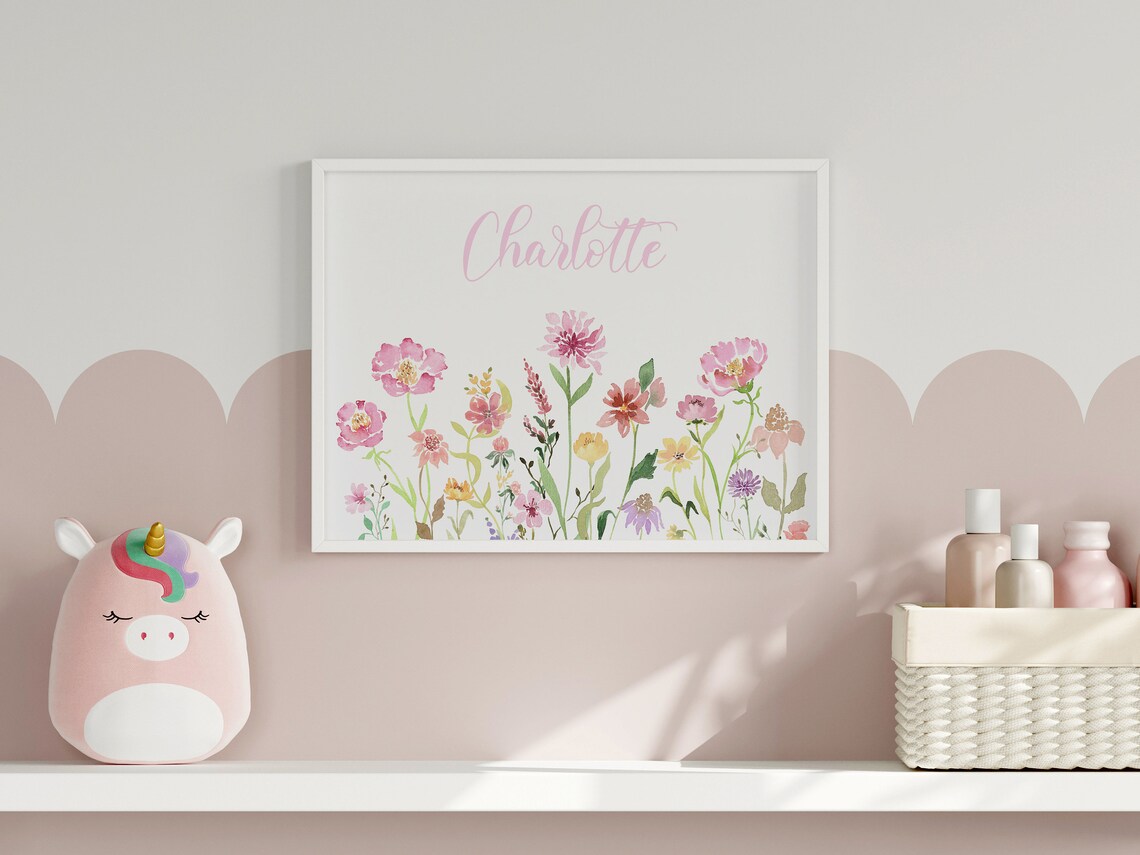 Wildflower Nursery Name Floral Watercolor Art Print - Image 2