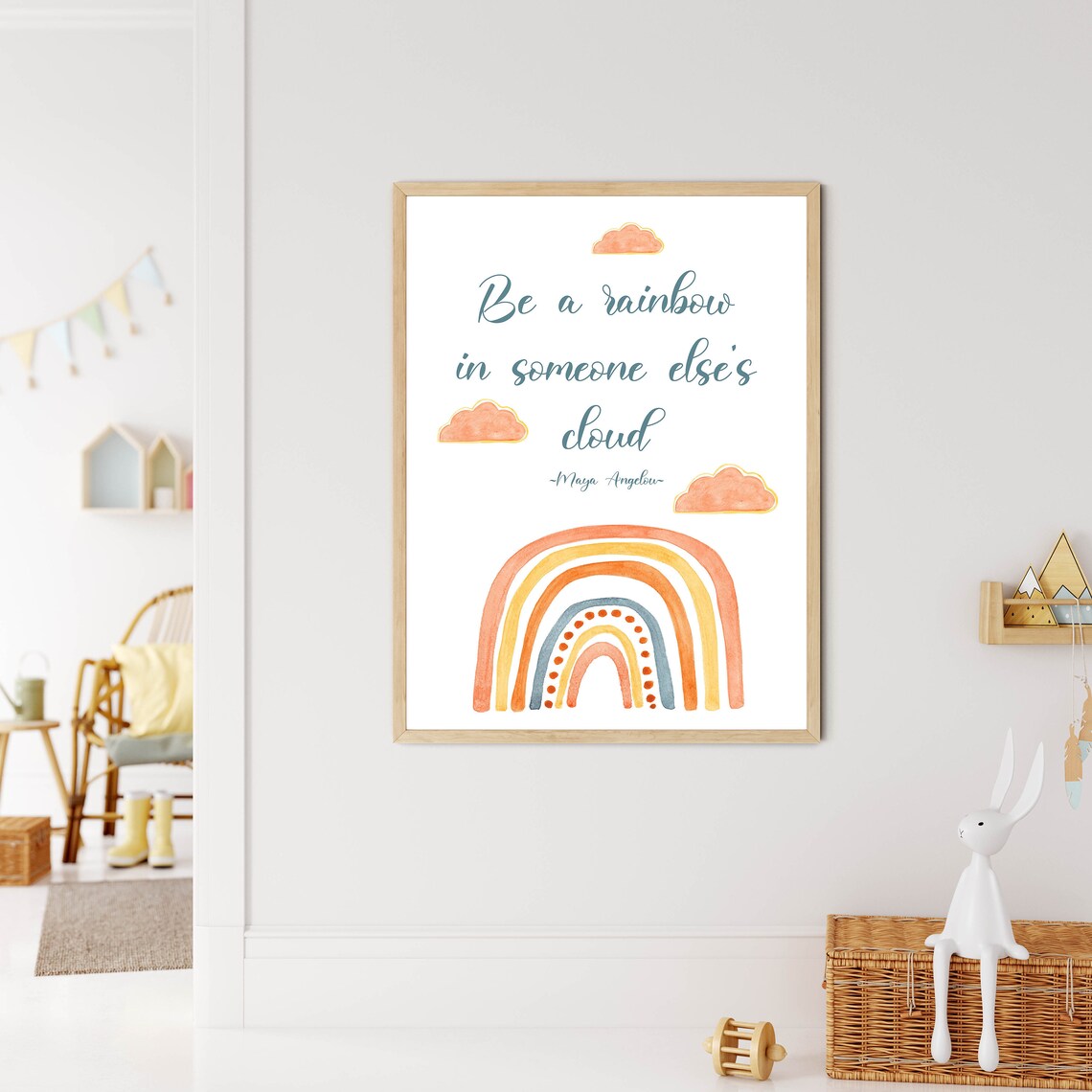 Be A Rainbow In Someone Else's Cloud Maya Angelou Kids Poster - Image 2