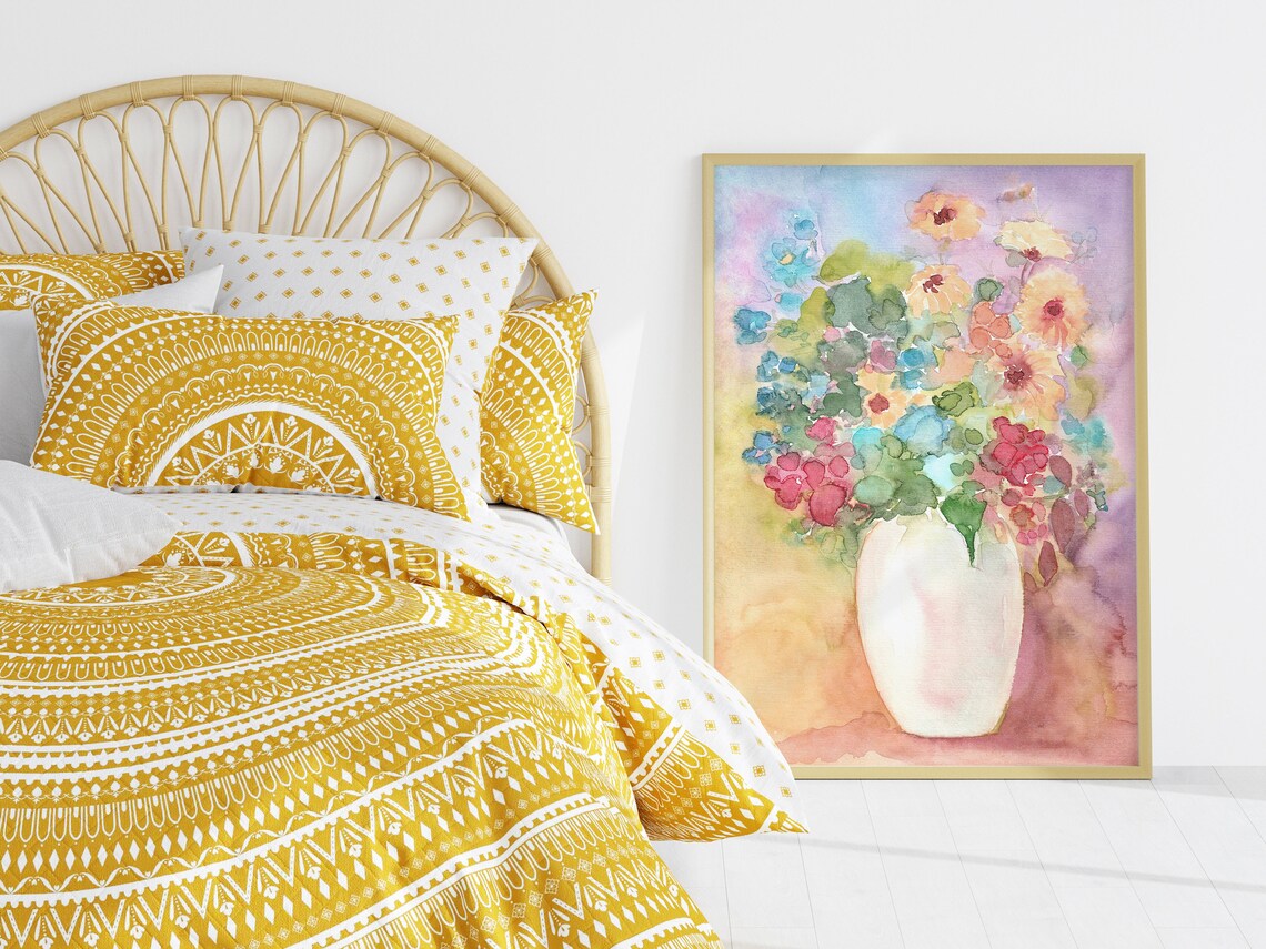 Flowers In Vase Watercolor Art Print, Botanical Bouquet - Image 3