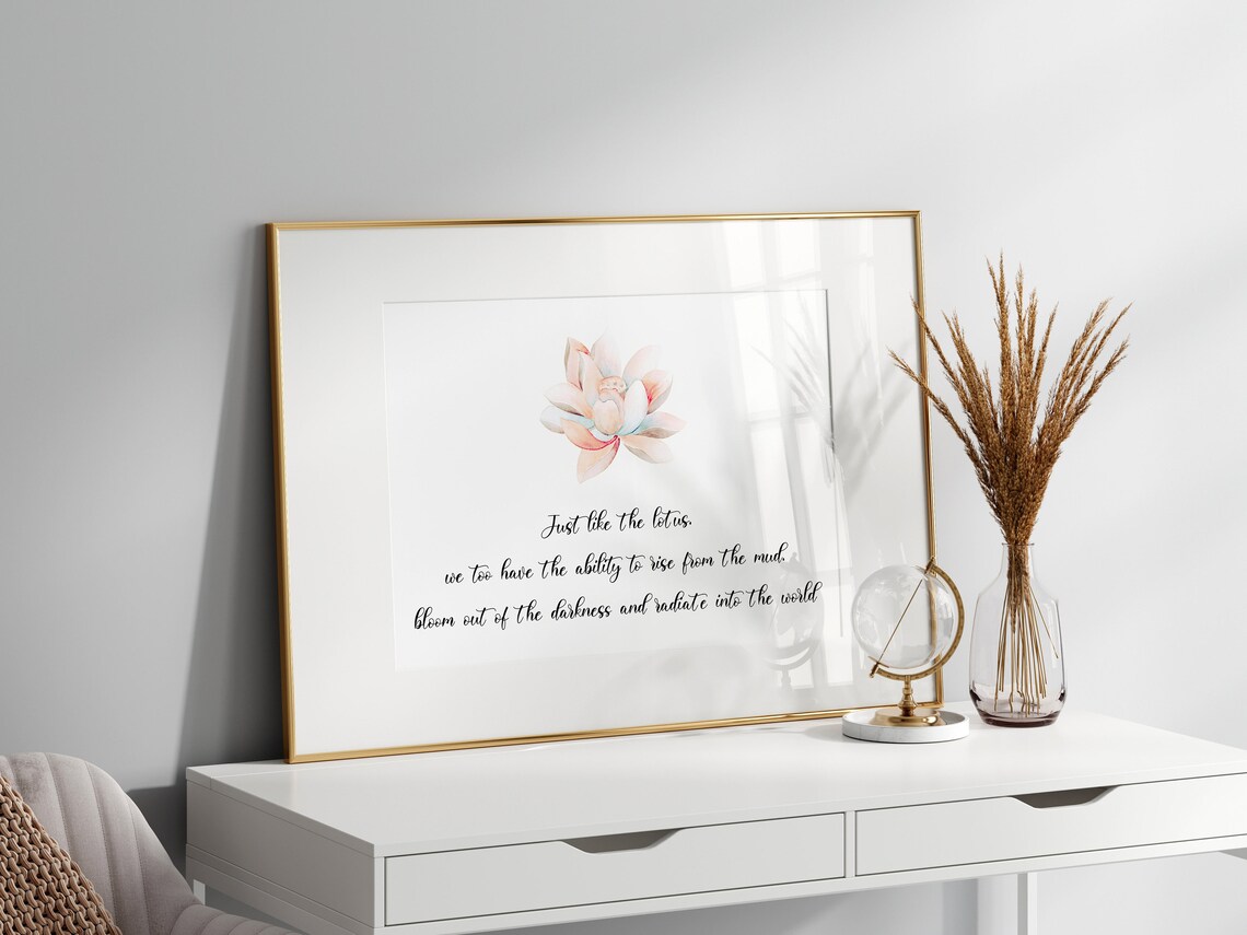 Lotus Flower Quote Print, Zen Meditation Decor - Image 3