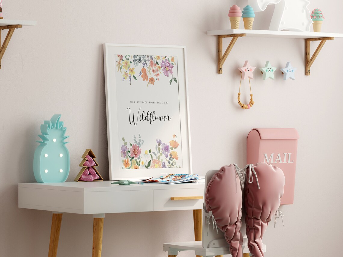 Wildflower Watercolor Floral Quote Art Print - Image 2
