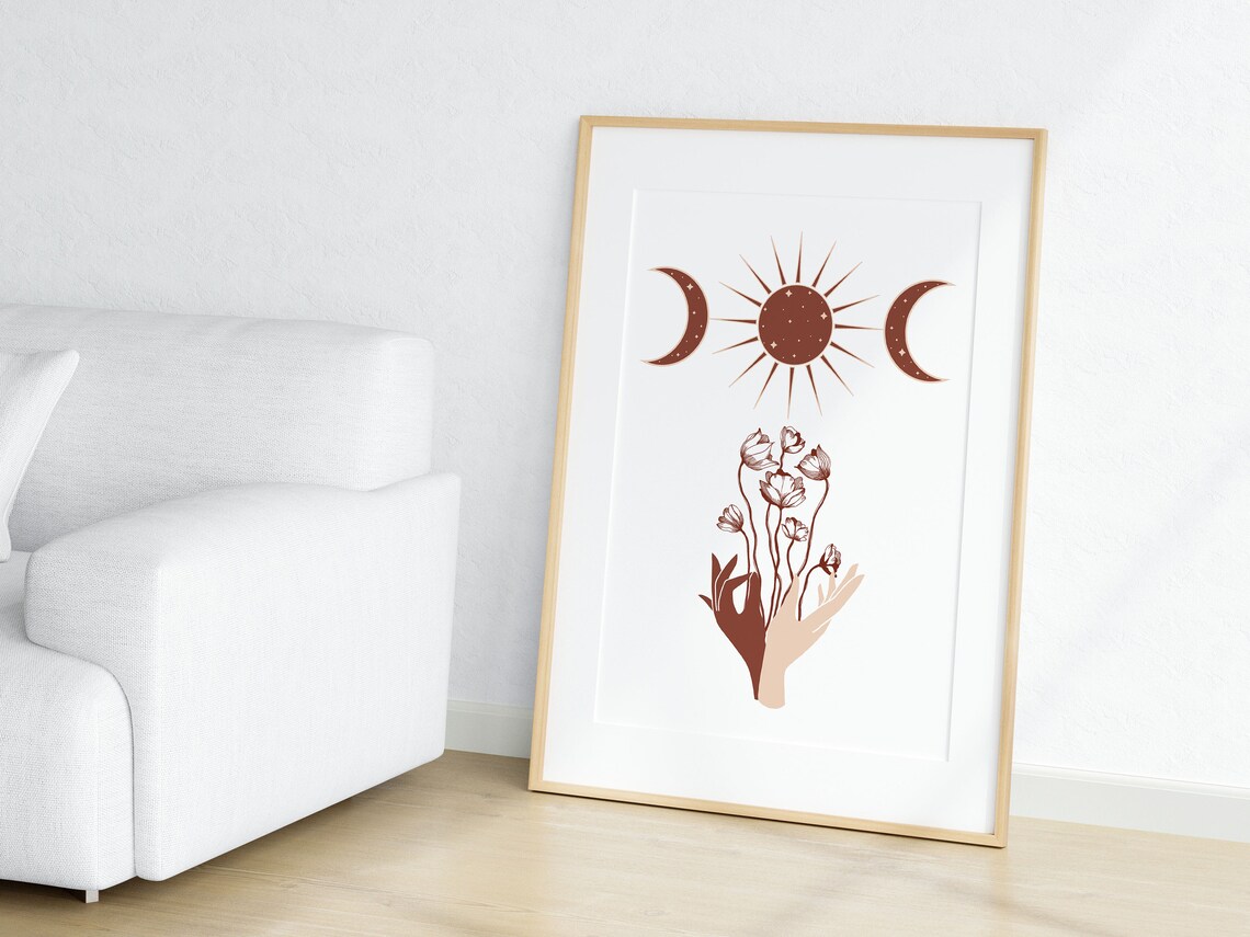 Boho Celestial Sun And Moon Poster Print - Image 3