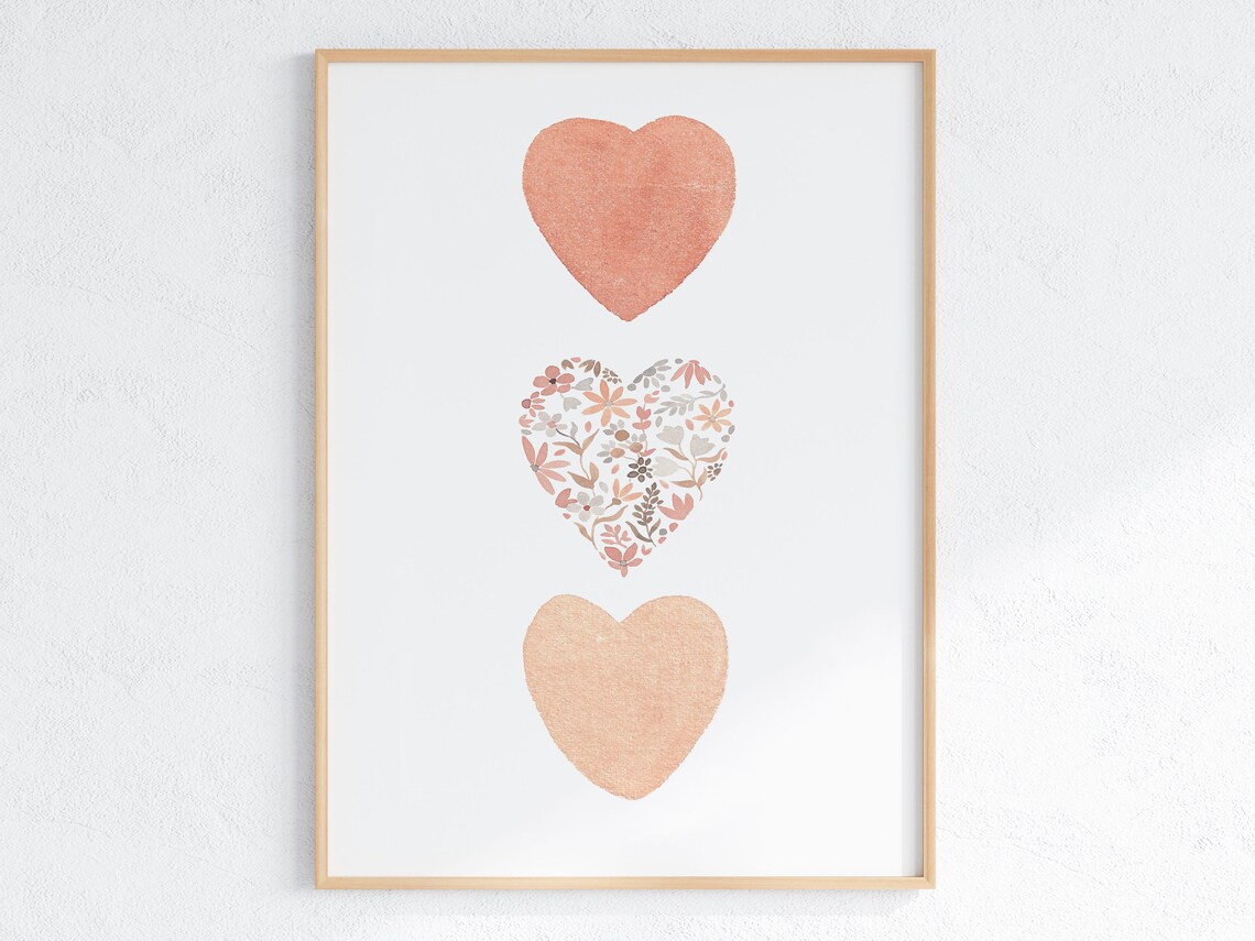 Boho Hearts Watercolor Print, Girls Room Decor - Image 3