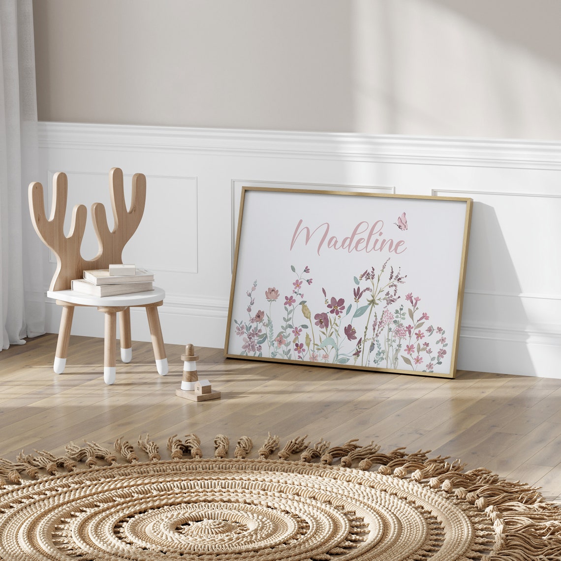 Madeline Personalized Name Wildflower Meadow Nursery Art Poster - Image 2