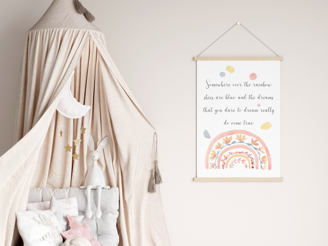 Somewhere Over The Rainbow Boho Kids Room Art Print - Image 3