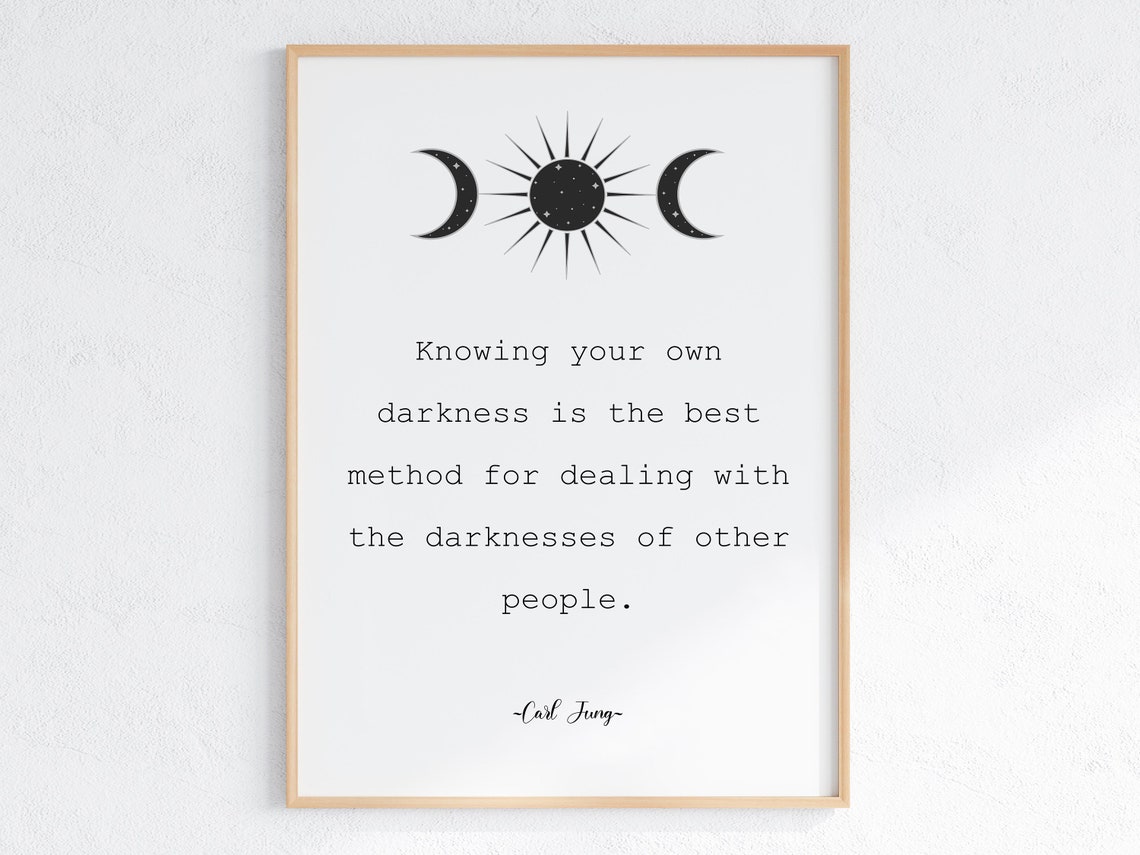 Carl Jung Knowing Your Own Darkness Quote with Moon Phases Print