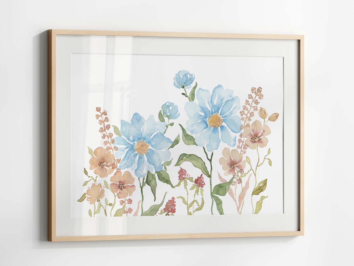 Boho Flower Print, Watercolor Wildflower Art Print