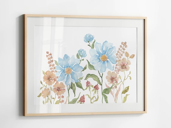 Boho Flower Print, Watercolor Wildflower Art Print
