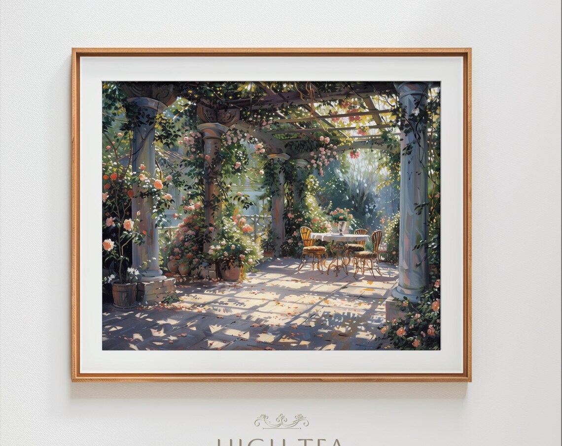 Countryside Garden Landscape, Rustic Vintage Art Print