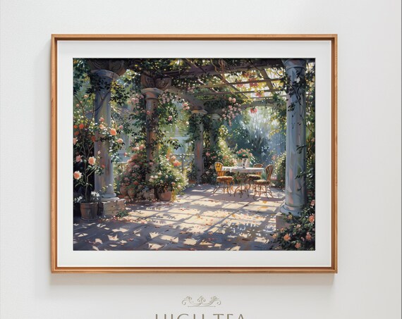 Countryside Garden Landscape, Rustic Vintage Art Print