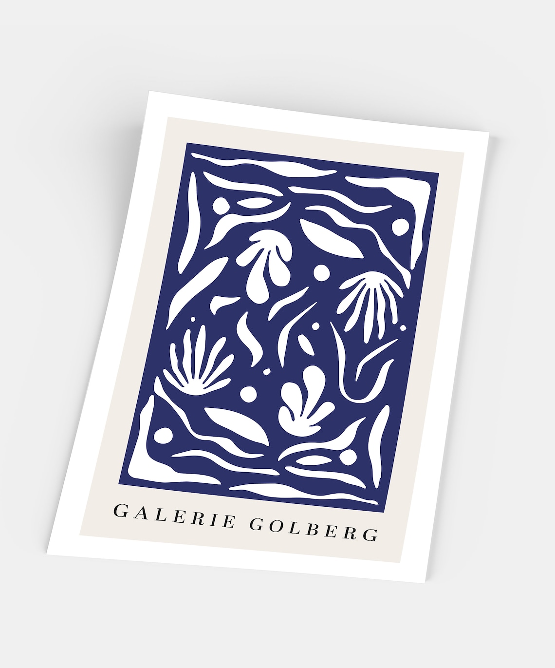 Galerie Golberg White Coral Navy Blue Cut Out Sea Art Style Poster - Image 5