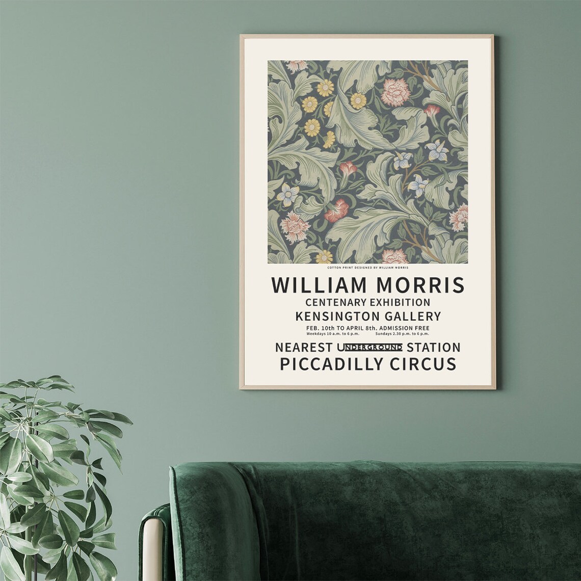 William Morris Flower Motifs Exhibition Poster, Art Nouveau - Image 3