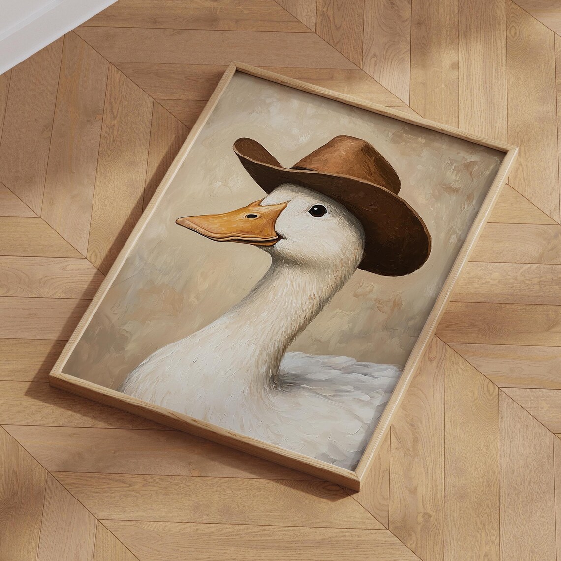 Cowboy Goose Poster, Funny Nursery Kids Room Decor