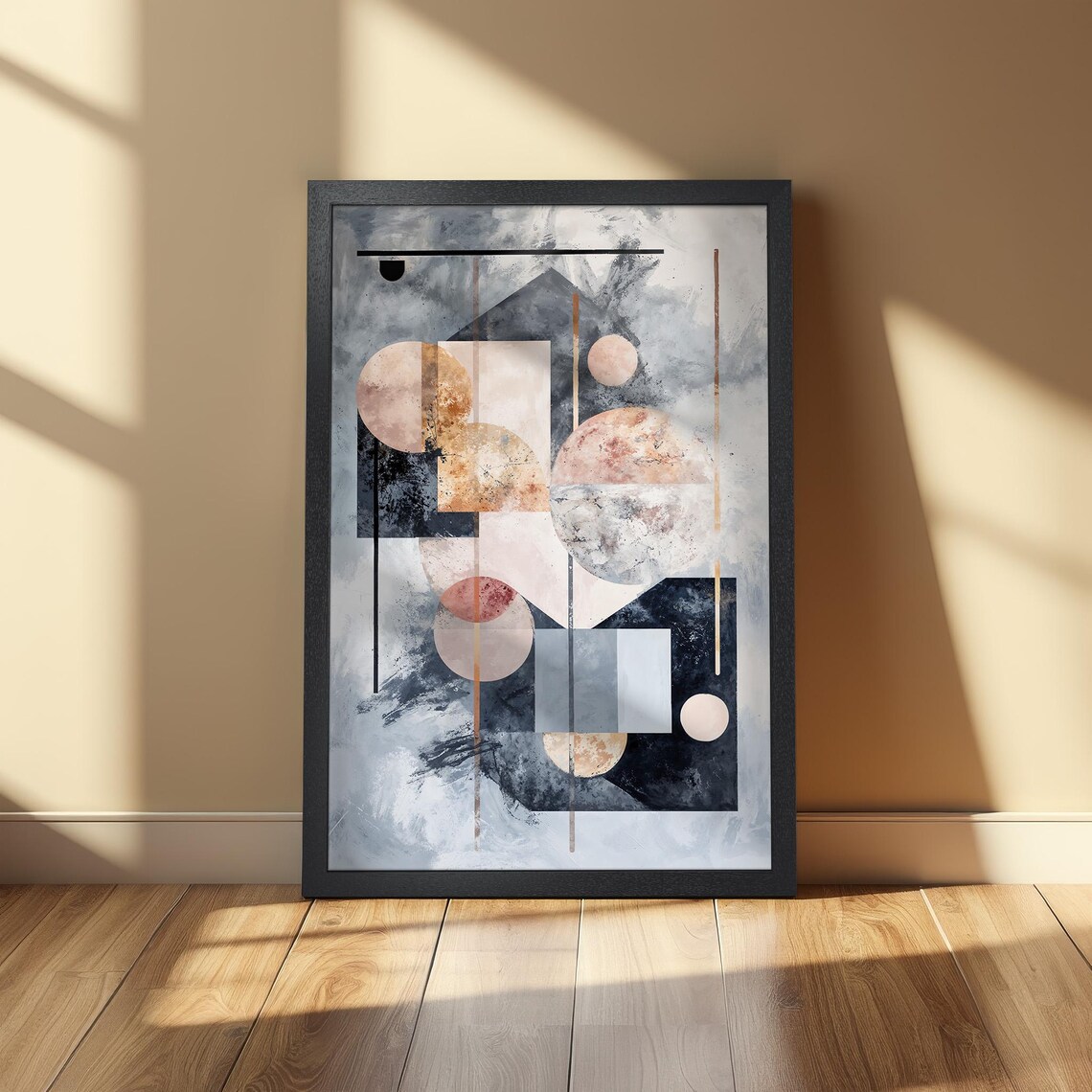 Abstract Poster, Pastel Peach Blue Beige Minimalist - Image 2