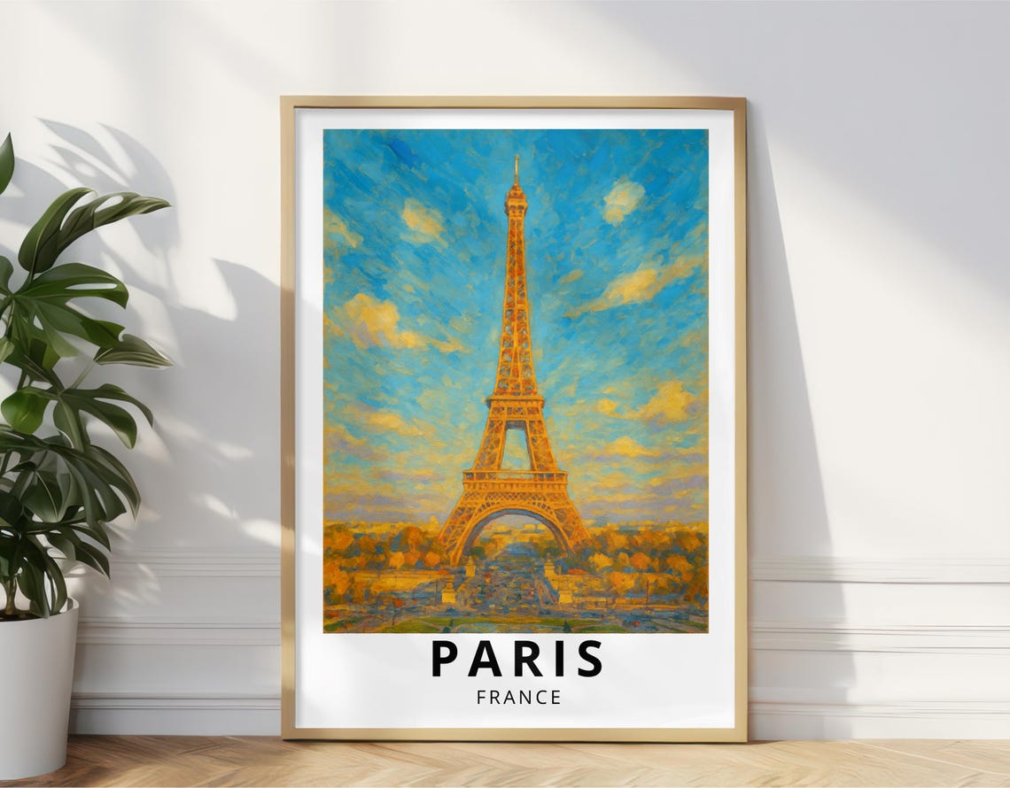 Paris Eiffel Tower Travel Poster Colorful Oil Painting Print France Wall Art For Living Room Bedroom Or Office Decor Now