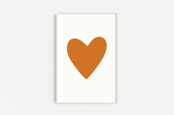 Orange Heart Poster Love Art Heart Print Art Nursery Art Gallery Wall Art Wall Art Instant