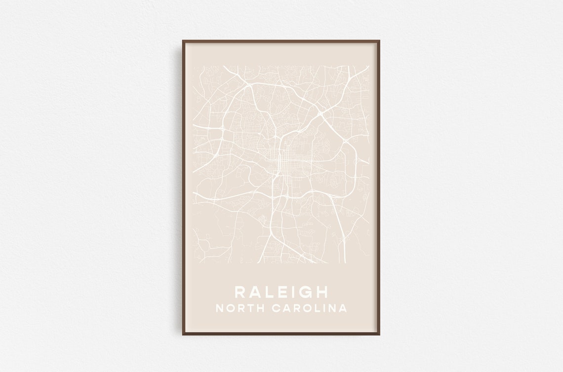 Raleigh North Carolina City Map Beige Neutral Hometown Poster