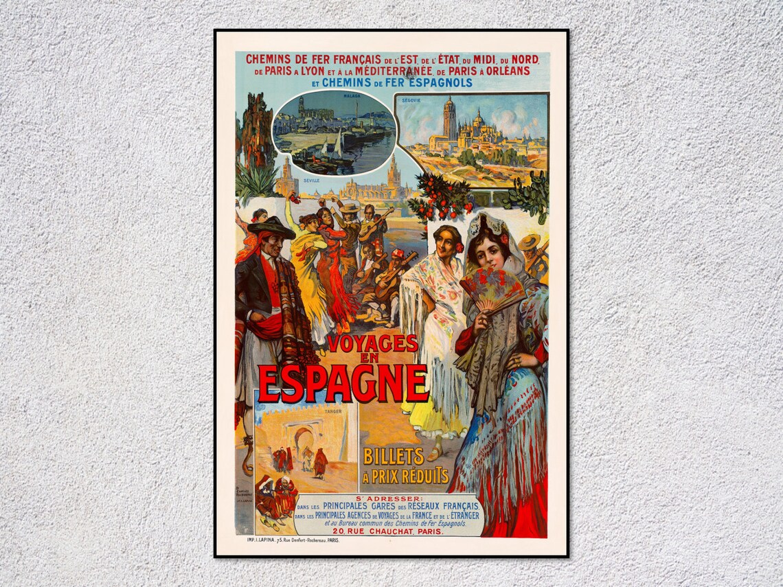 Vintage Spain Travel Poster, Classic Mediterranean