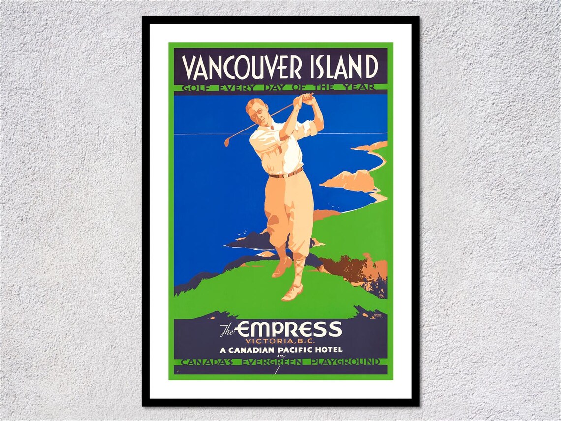 Vancouver Island Golf Every Day Of The Year Vintage Travel Poster