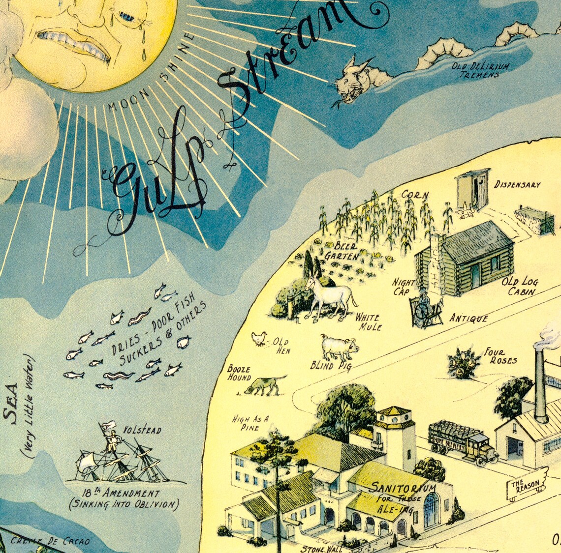 Anti Prohibition Map of the Isle of Pleasure Travel Poster - Image 2