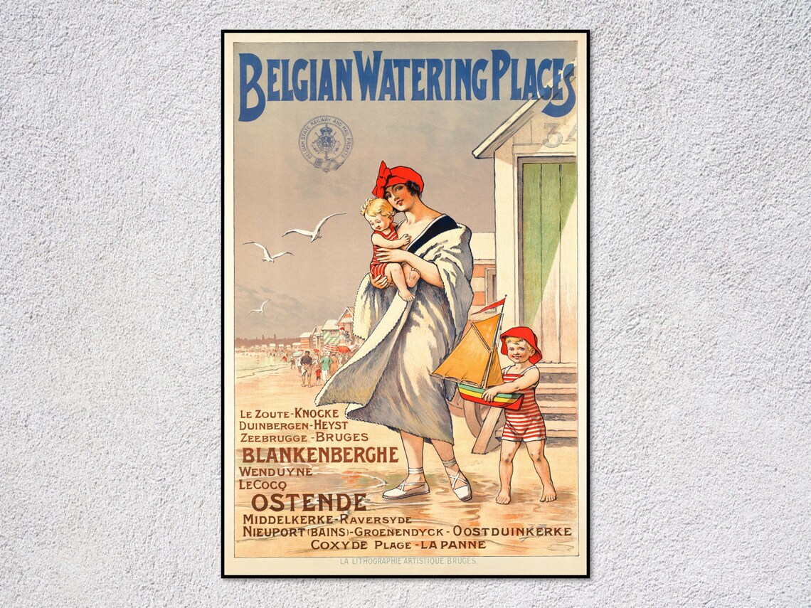 Belgian Watering Places Vintage Belgium Travel Poster