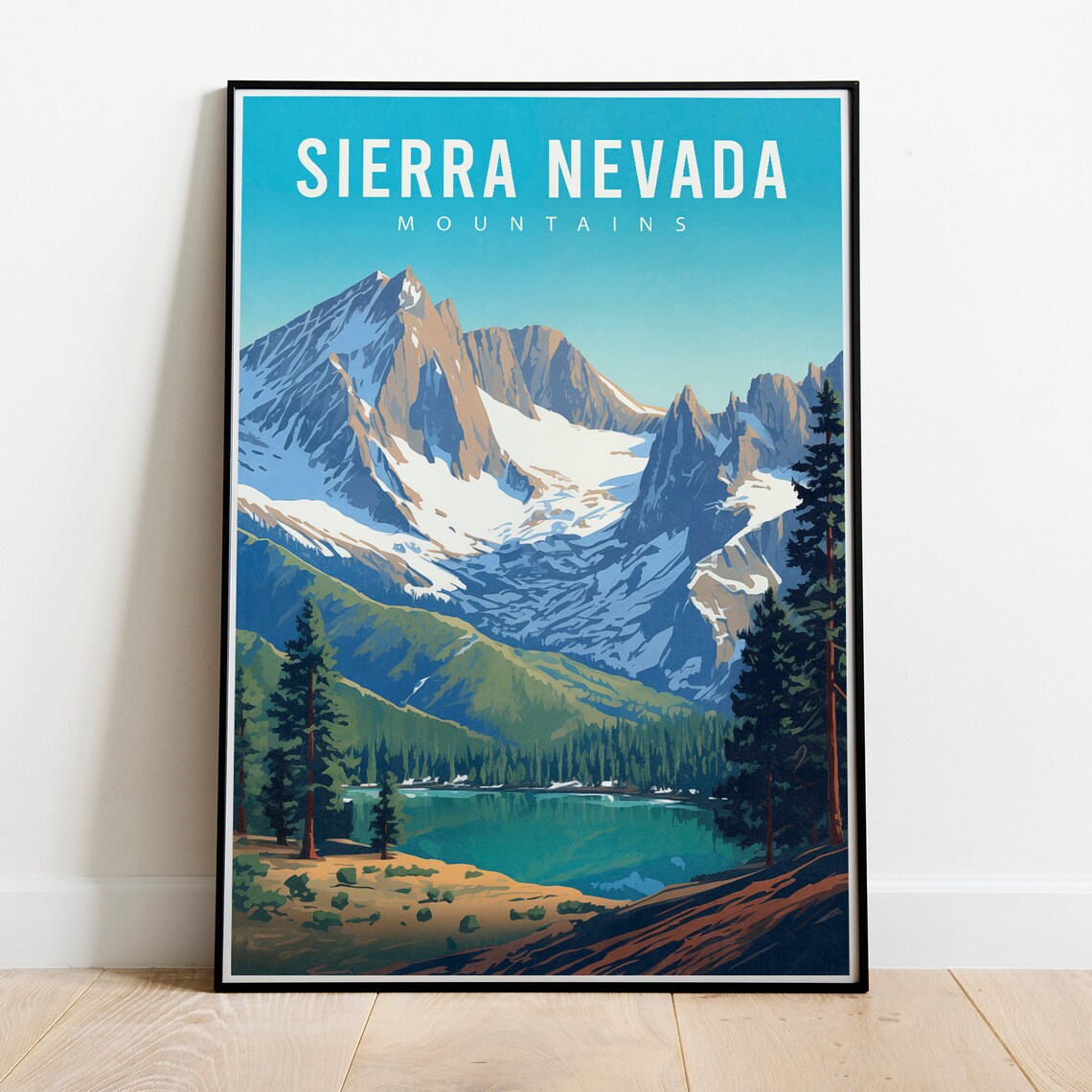 Sierra Nevada Mountains Vintage Travel Poster, California - Image 2