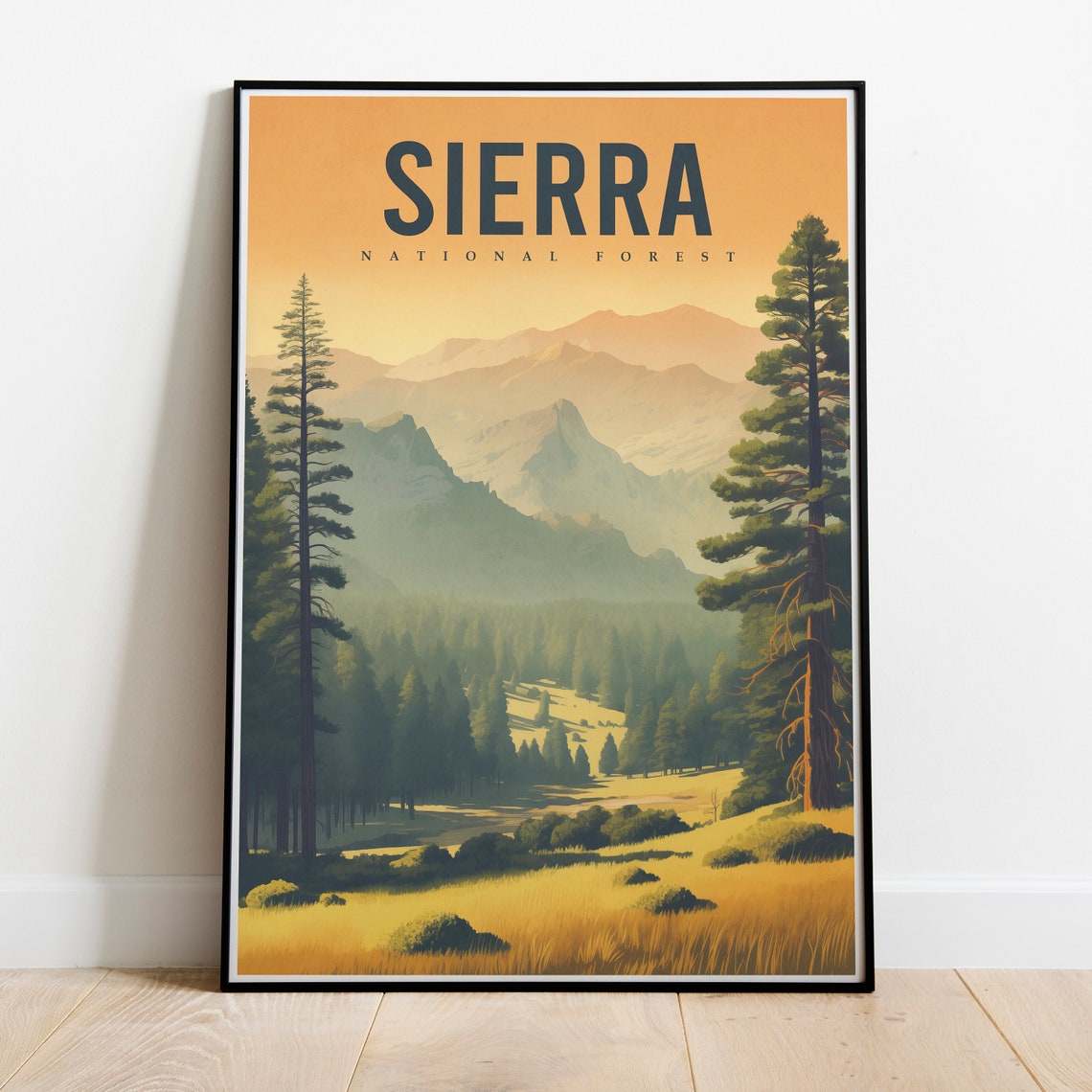 Stunning Sierra National Forest Golden Sunset River Valley Poster - Image 2