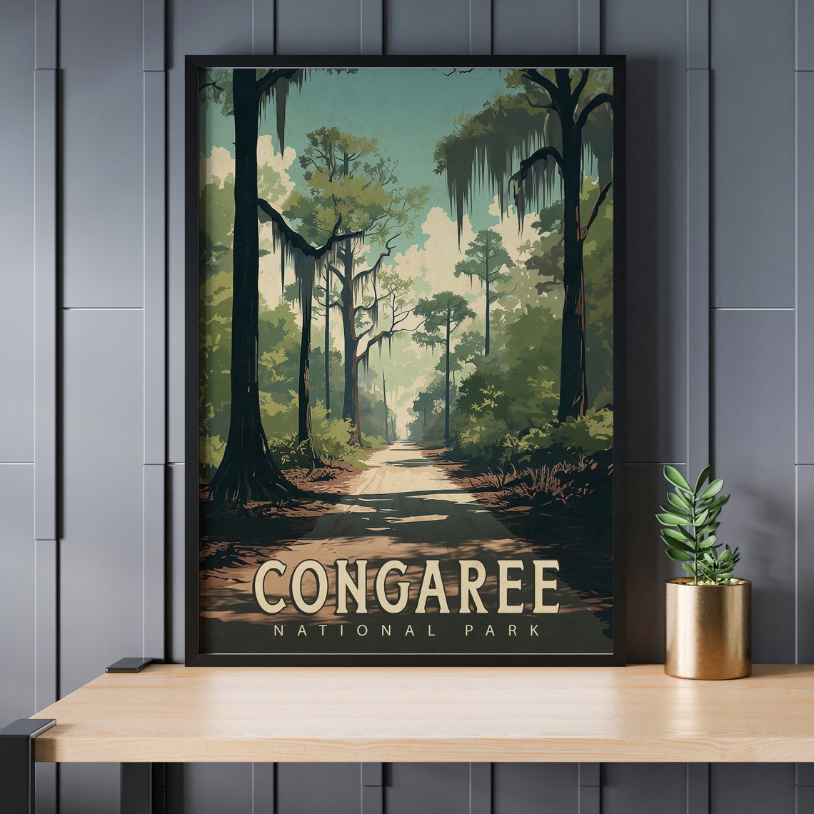 Congaree National Park Old Growth Forest Moss Vintage Poster - Image 2