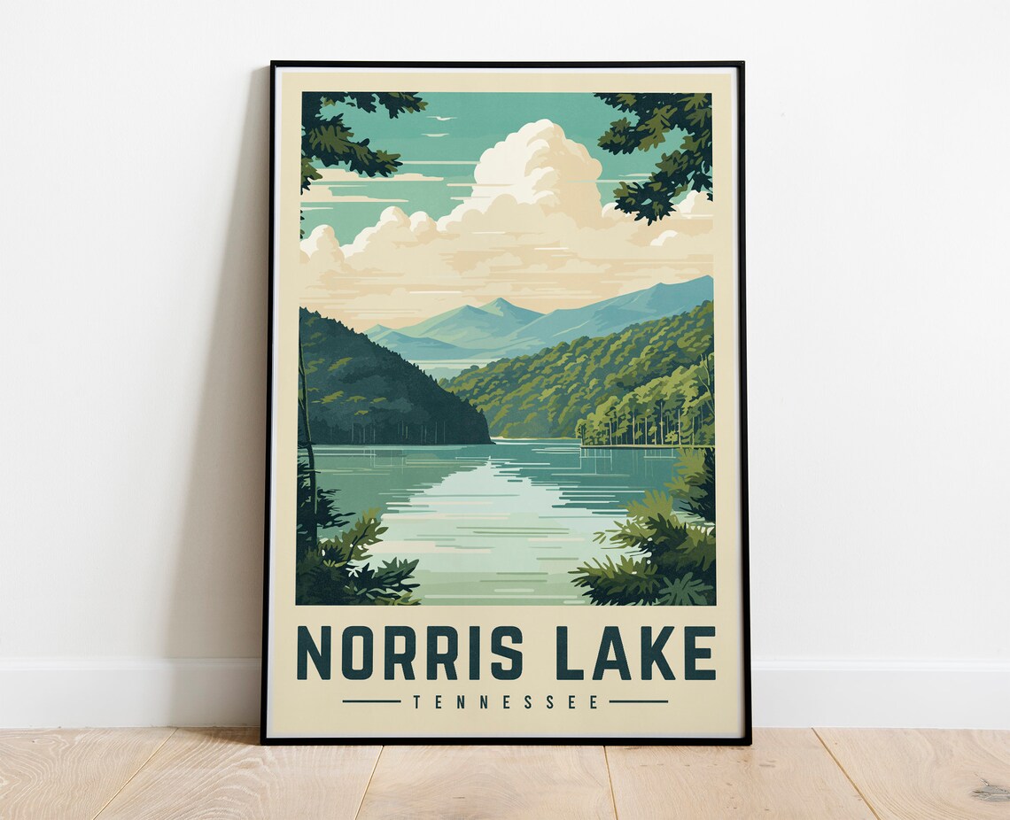 Norris Lake Tennessee Vintage Travel Poster, Wall Art Print