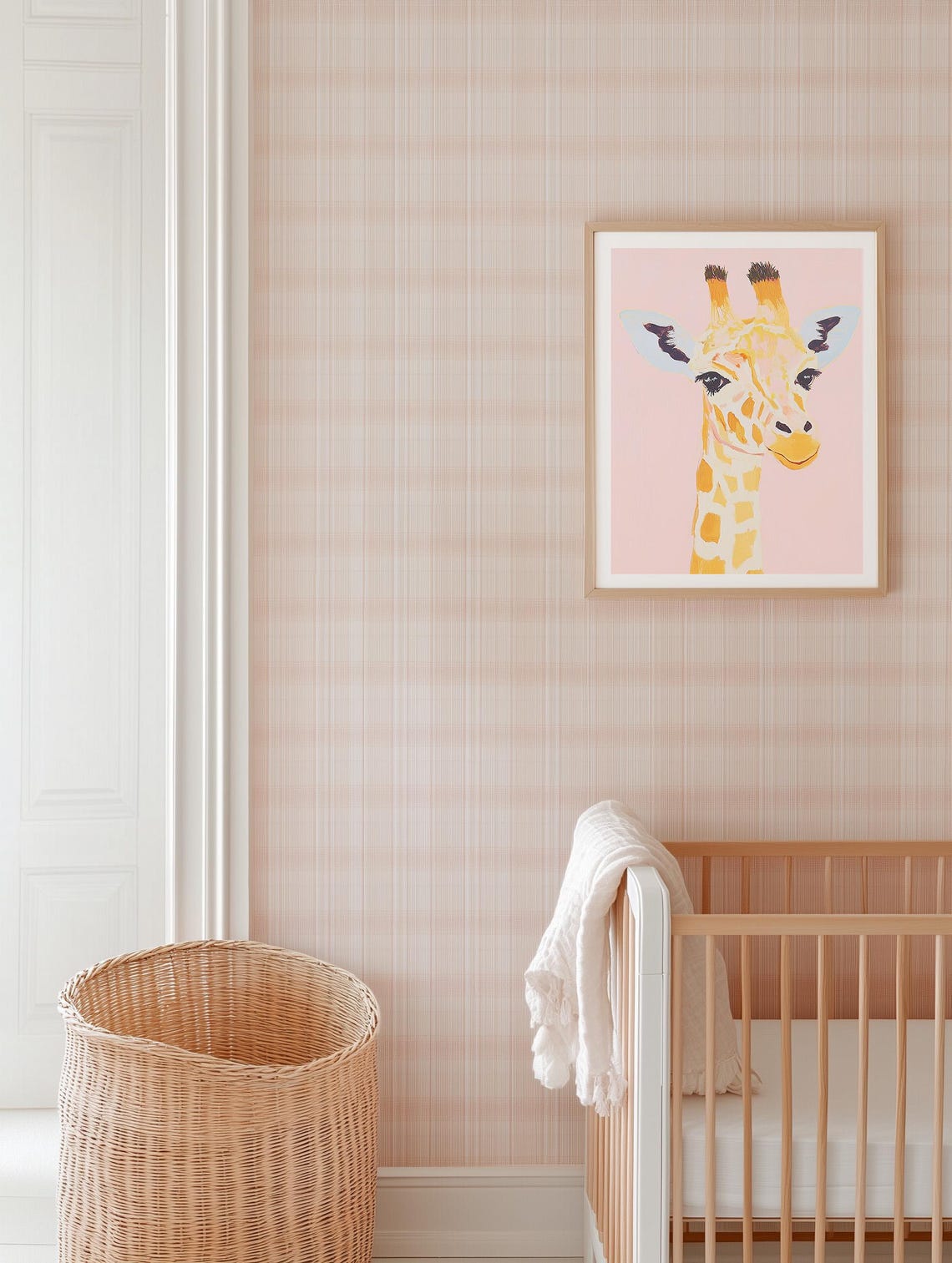 Adorable Giraffe Head Portrait on Pastel Pink Safari Nursery Print - Image 3