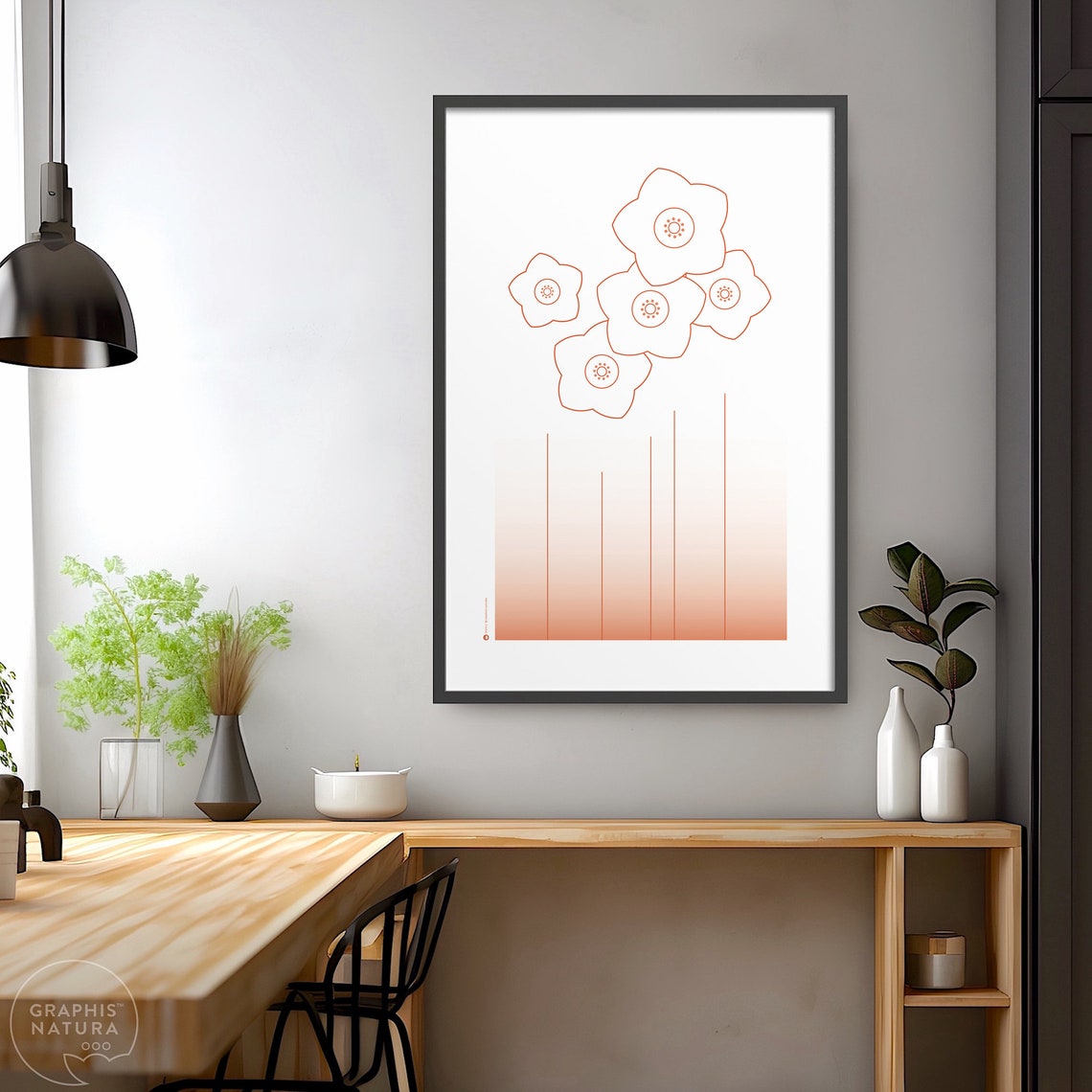 Rust Orange Line Wildflowers Poster Minimalist Botanical Sketch - Image 4