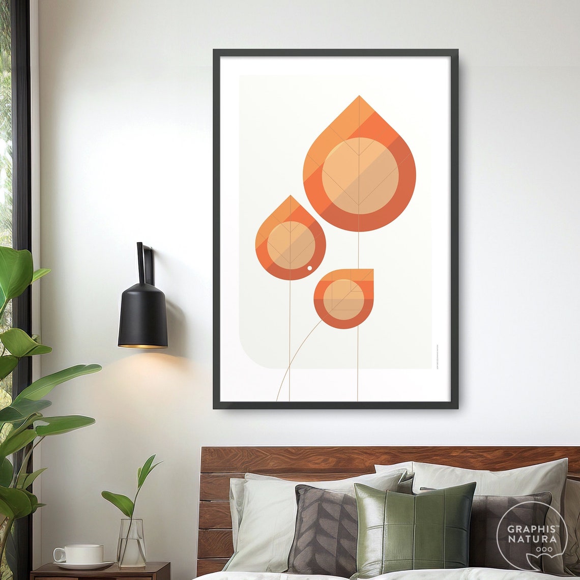 Burnt Orange Geometric Leaf Trio Poster Modern Botanical Art - Image 5