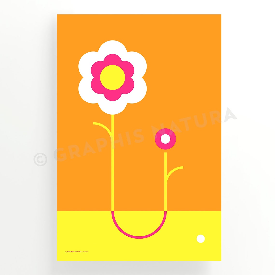 Minimalist Flower Art Print Floral Wall Art Geometric Flower Wall Art Orange Pink Flower Poster Nature Inspired Art Minimalist Decor - Image 2