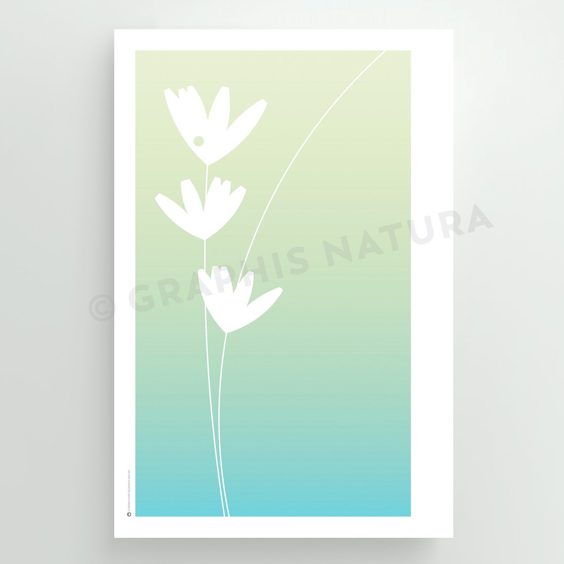Golden Yellow Wildflower Poster White Blossoms Minimalist Art - Image 2