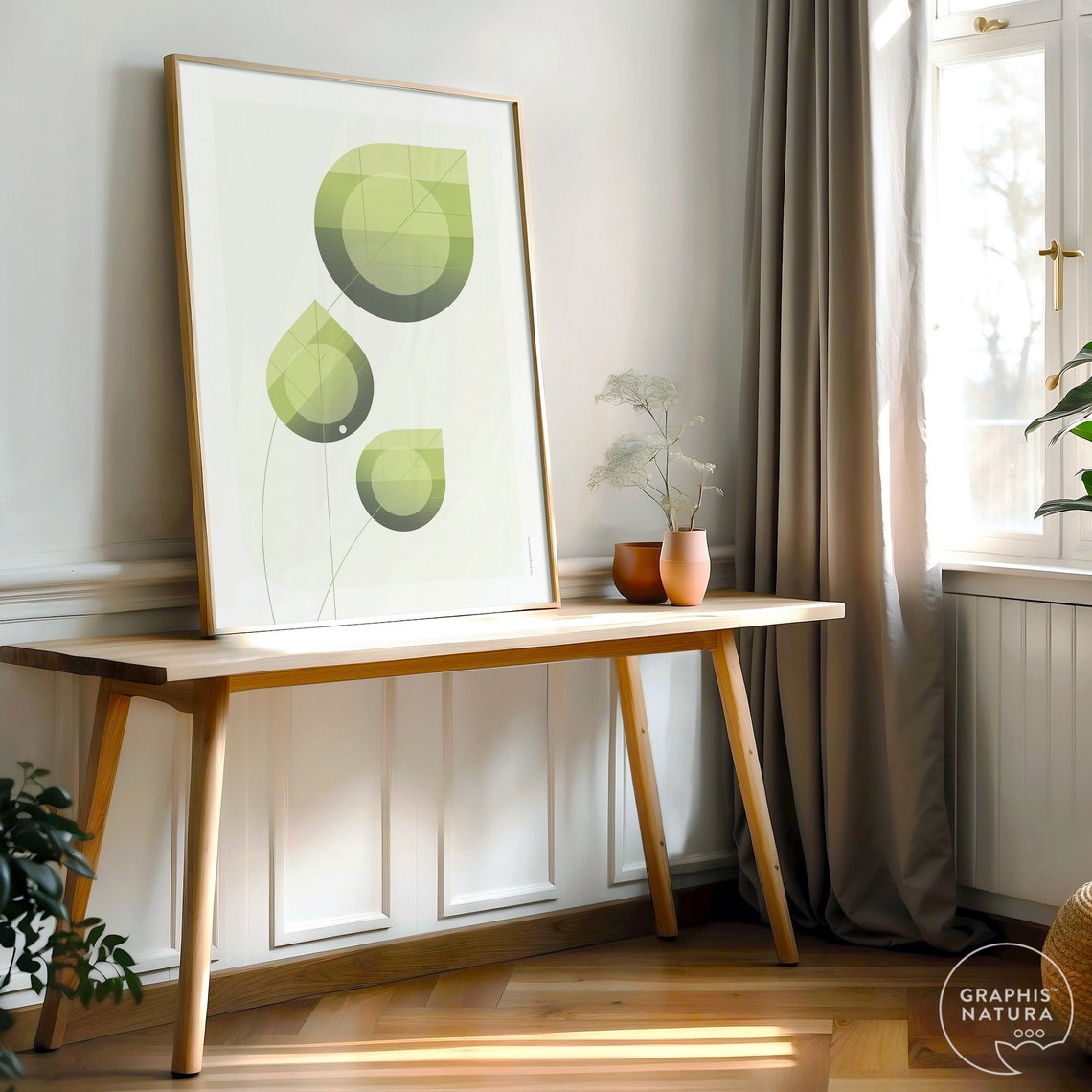Botanical Art Print Leaf Art Print Botanical Wall Art Geometric Botanical Print Green Leaves Poster Art Organic Modern Wall Decor - Image 5