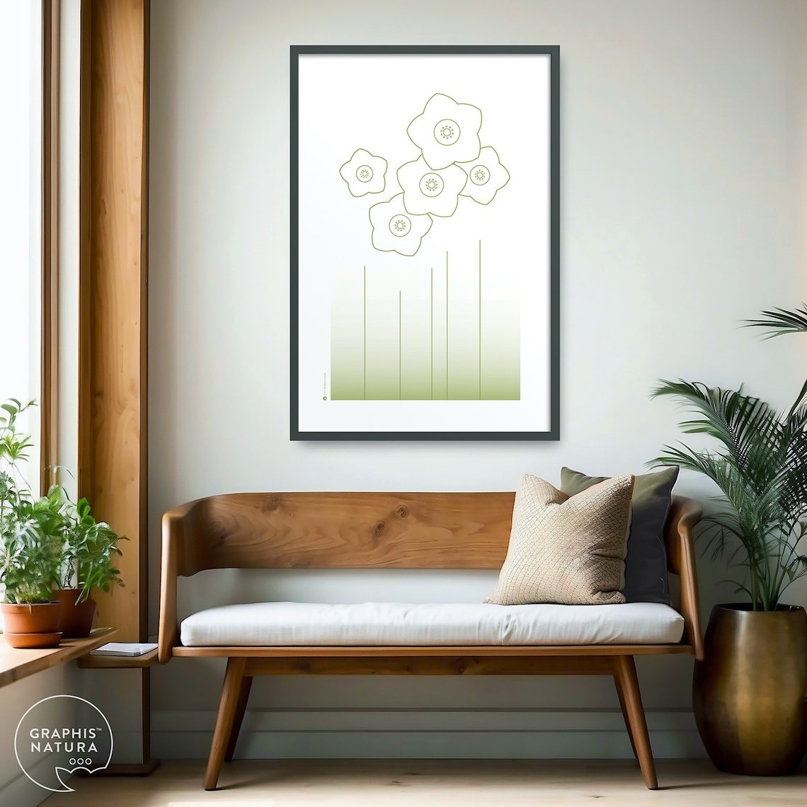 Olive Green Line Wildflowers Poster Minimalist Botanical Sketch - Image 5