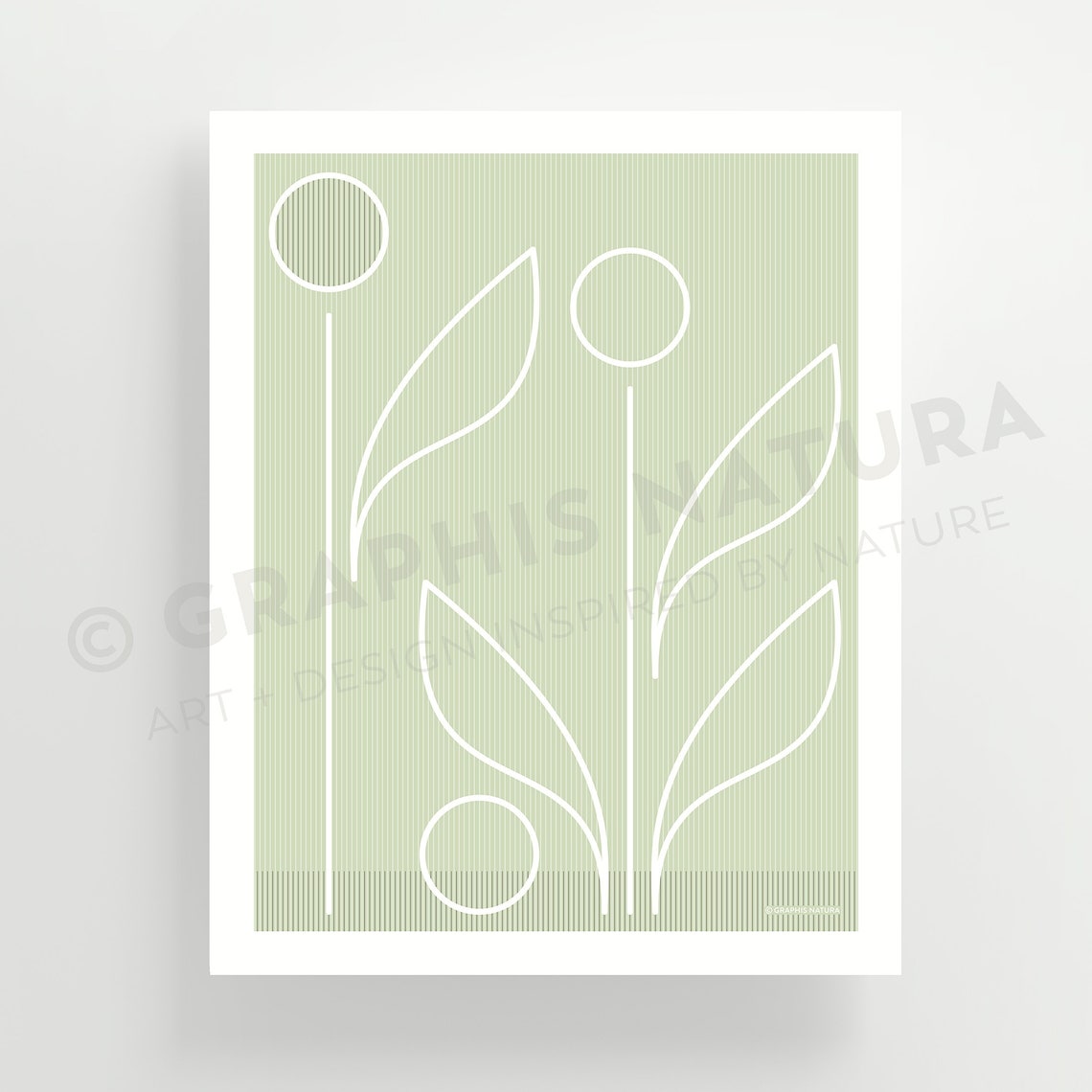 Sage Green Botanical Line Poster White Floral Minimal Artwork - Image 3