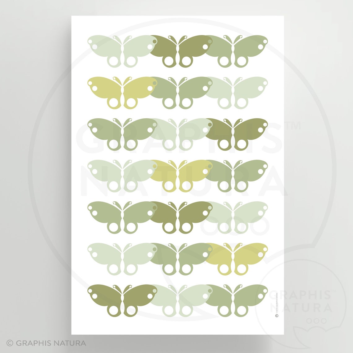 Sage Green Butterfly Grid Poster Minimalist Modern Insect Art - Image 3