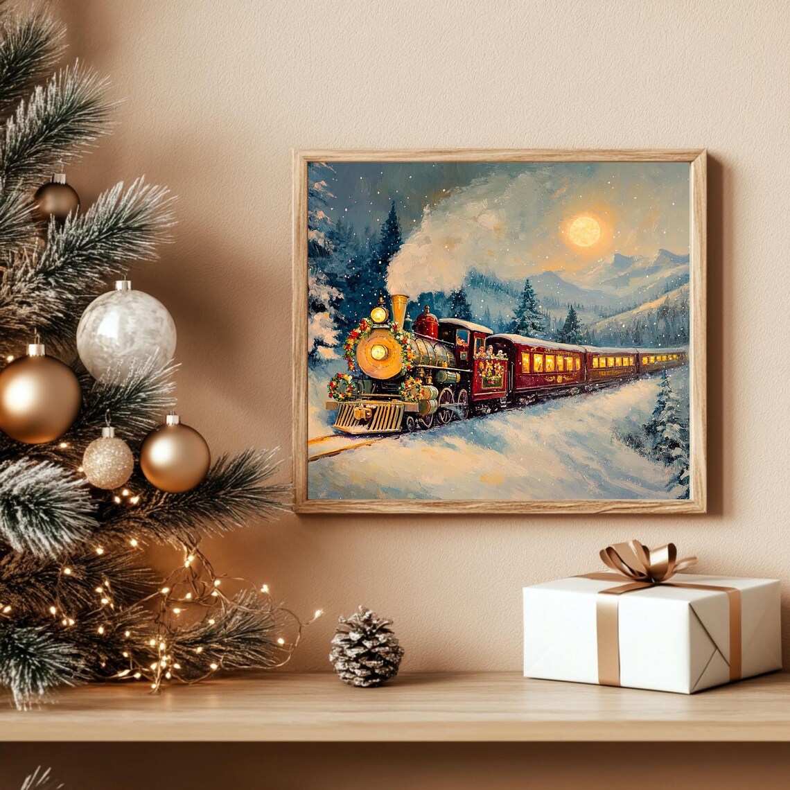 Christmas Polar Express Train, Festive Winter Scene - Image 4