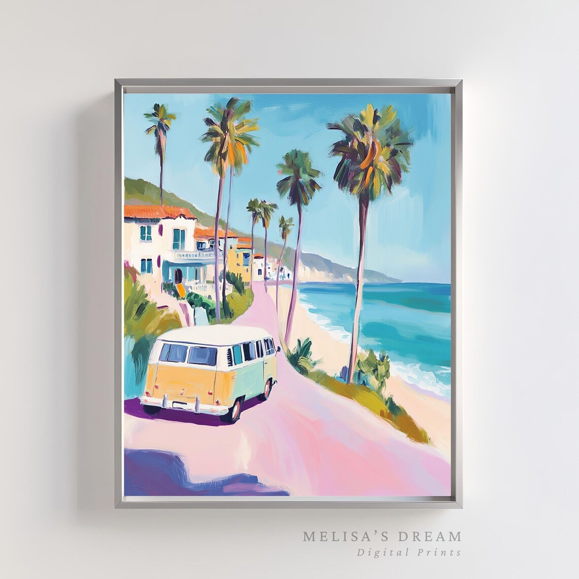 Retro Van Beach Road Scene Travel Poster