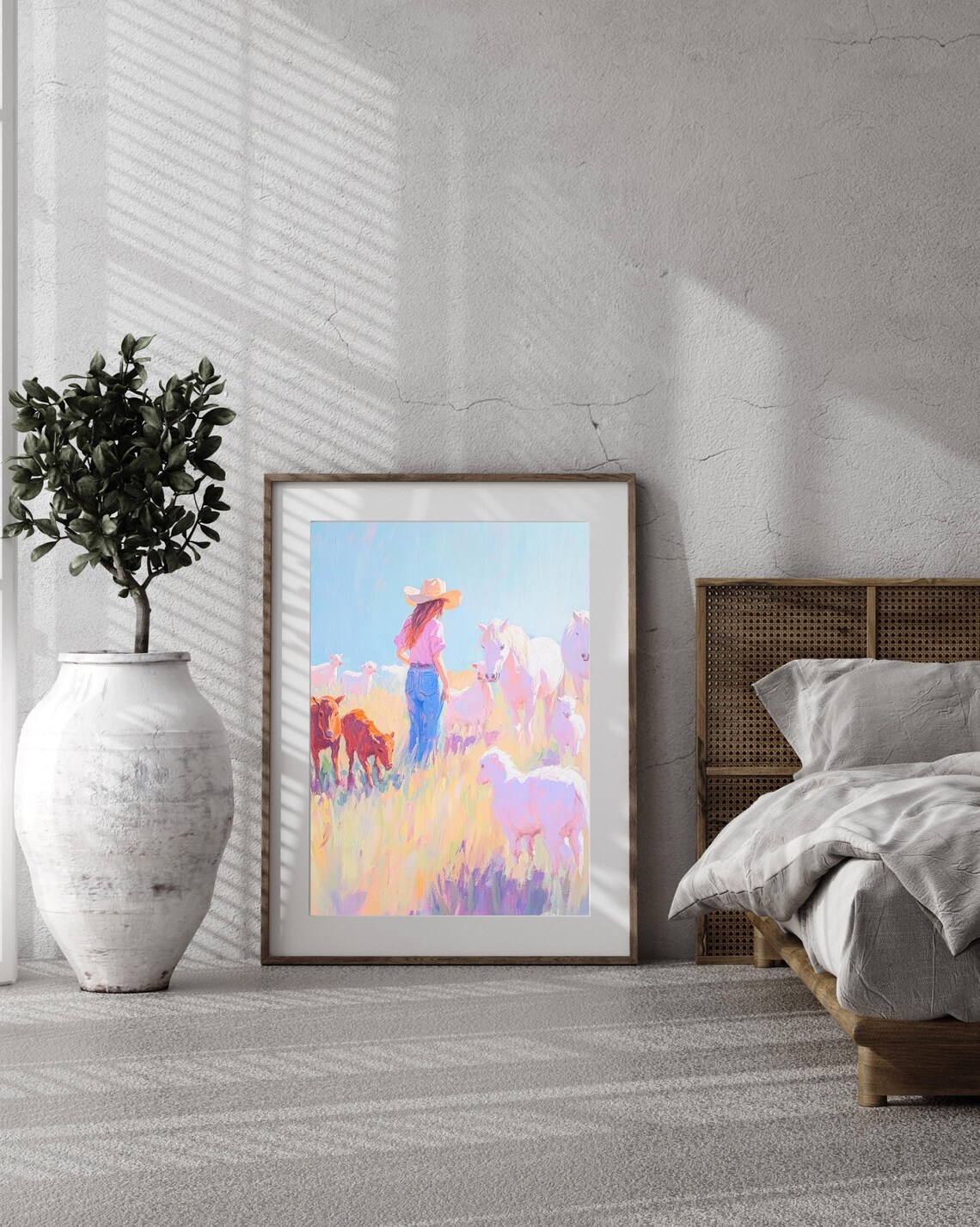 Pastoral Western Cowgirl and Horses Art Print - Image 4