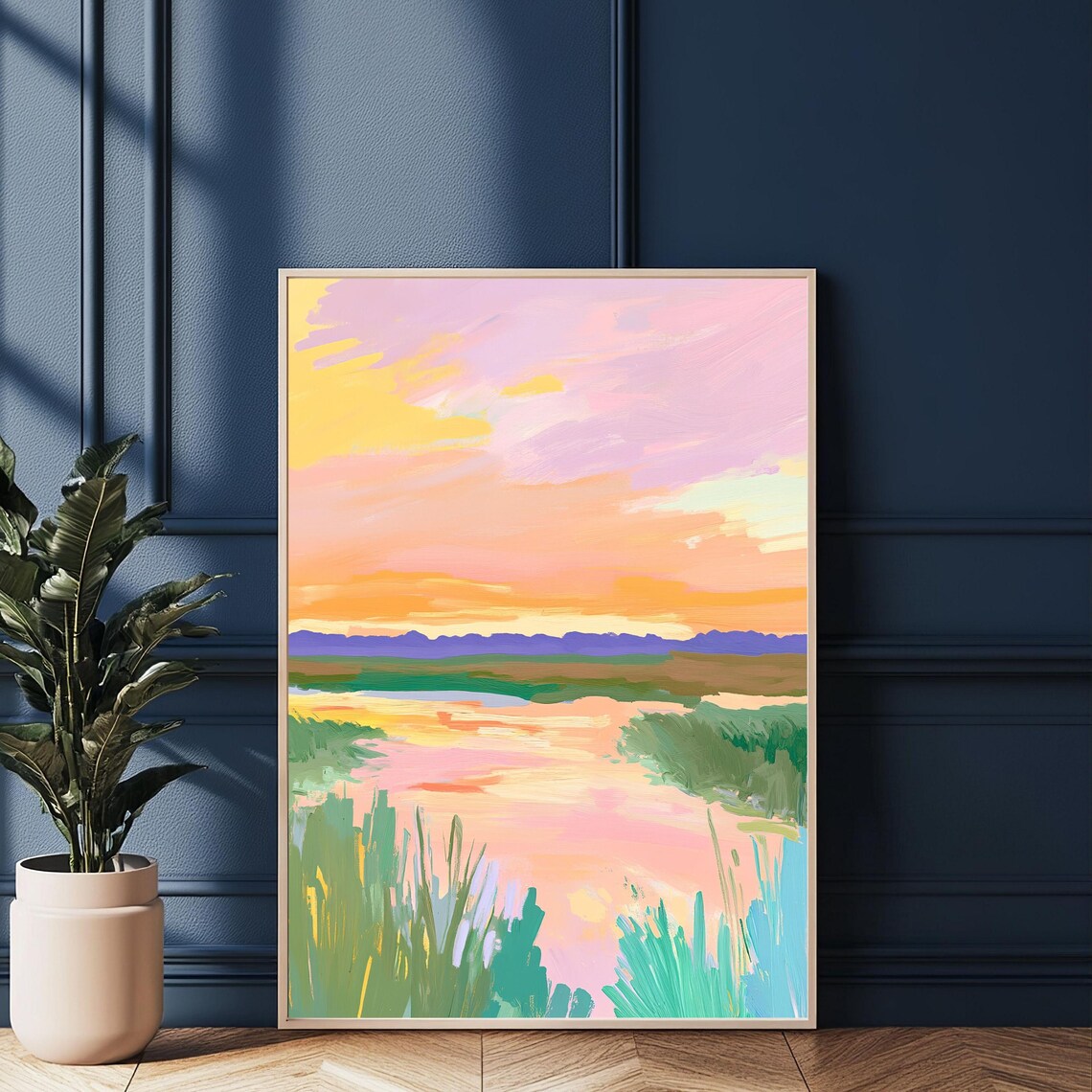 Calming Decorative Sunset Marsh Boho Meadow Poster - Image 5